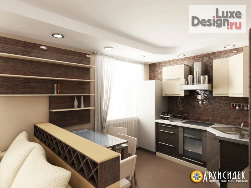 Дизайн интерьера однокомнатной квартиры "Дизайн интерьера кухни-студии" (фото 3)