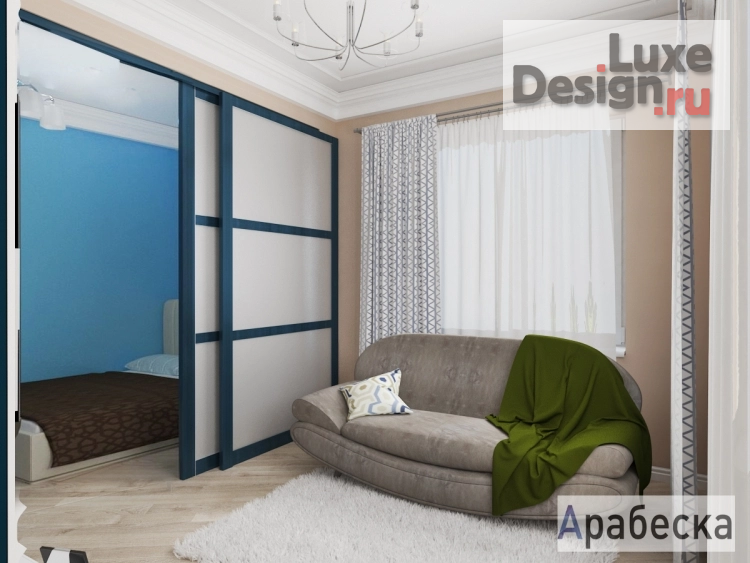 Дизайн интерьера двухкомнатной квартиры "Проект Ультрамарин" (фото 4)
