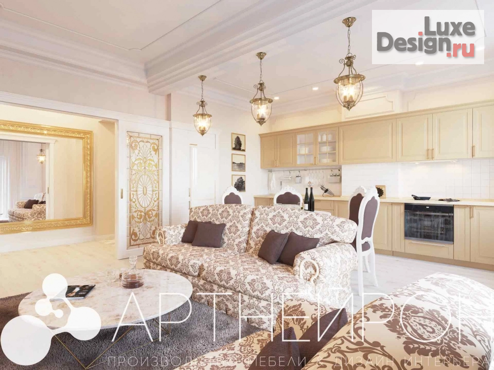 Дизайн интерьера гостиной "Дизайн гостиной совмещенной с кухней в квартиру." (фото 3)