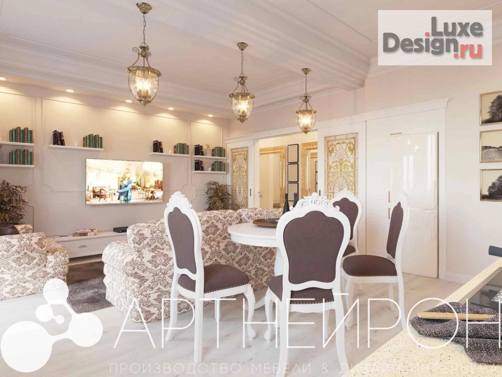 Дизайн интерьера гостиной "Дизайн гостиной совмещенной с кухней в квартиру." (фото 4)