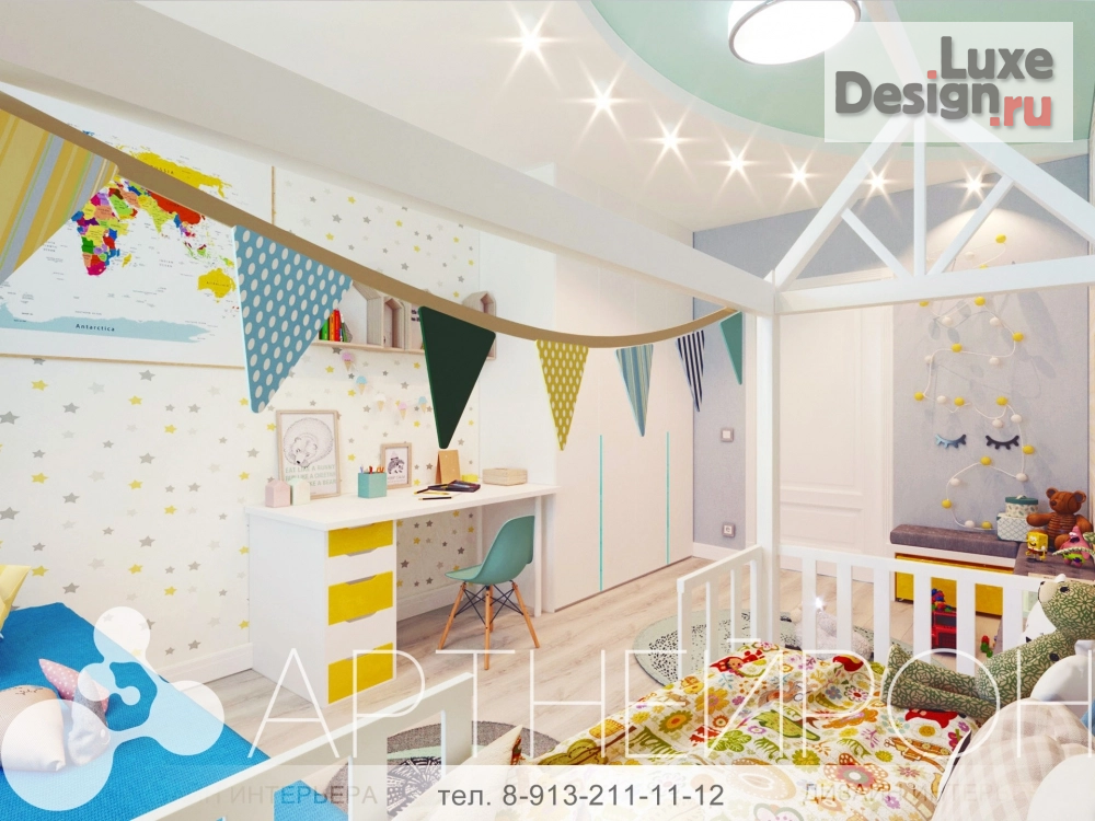 Дизайн интерьера детской "Интерьер детской в нежных тонах" (фото 1)