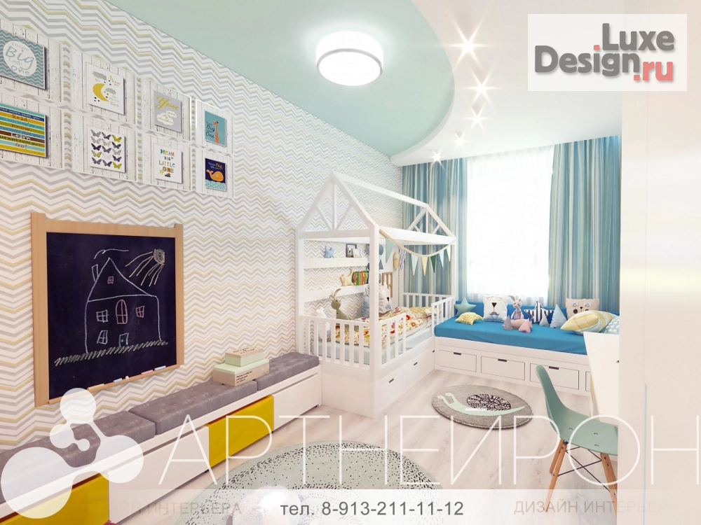 Дизайн интерьера детской "Интерьер детской в нежных тонах" (фото 2)