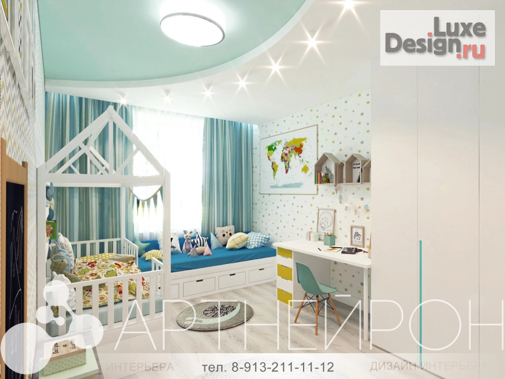 Дизайн интерьера детской "Интерьер детской в нежных тонах" (фото 3)