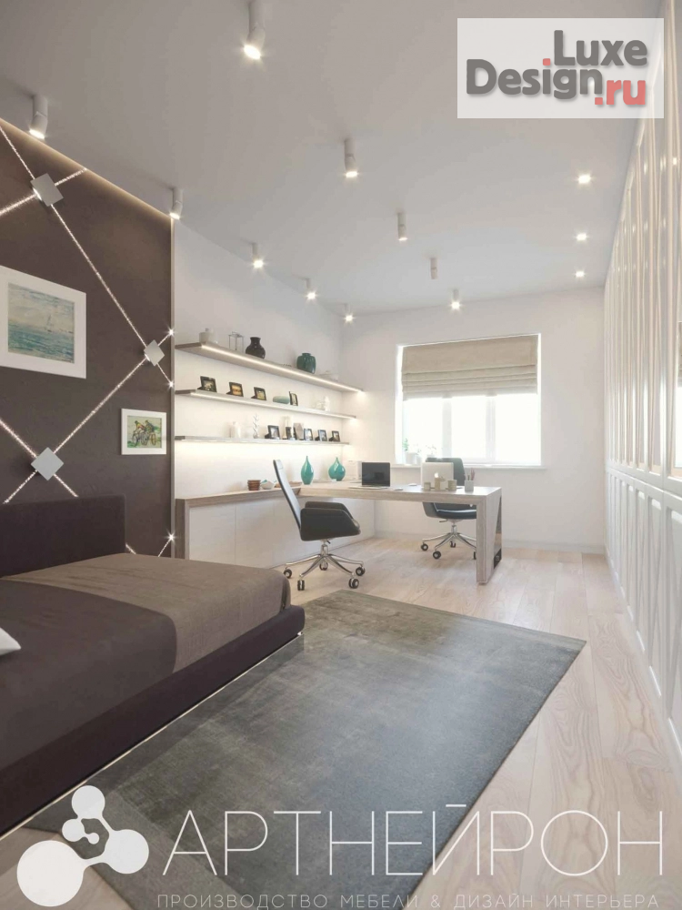 Дизайн интерьера квартиры "Дизайн спальни с рабочей зоной " (фото 1)