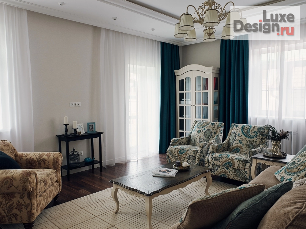 Дизайн интерьера коттеджа "Гостиная" (фото 2)