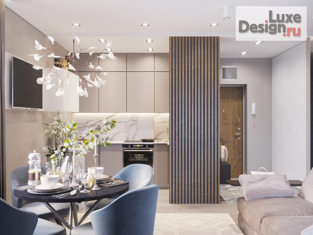 Дизайн интерьера трехкомнатной квартиры "Кухня-гостиная" (фото 1)