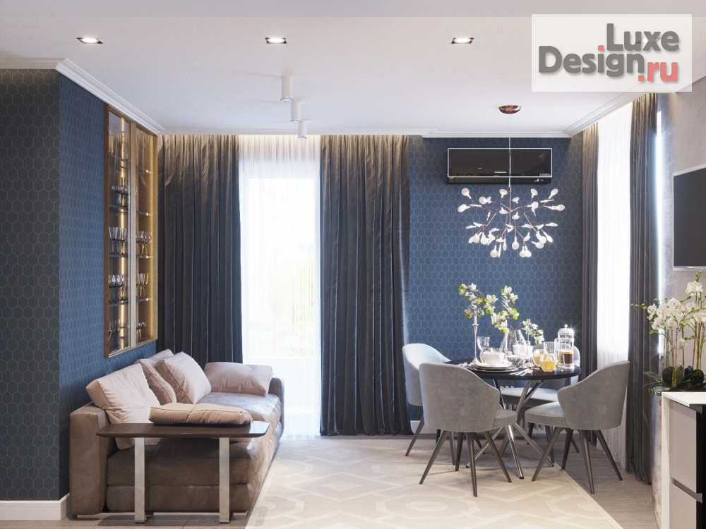 Дизайн интерьера трехкомнатной квартиры "Кухня-гостиная" (фото 2)