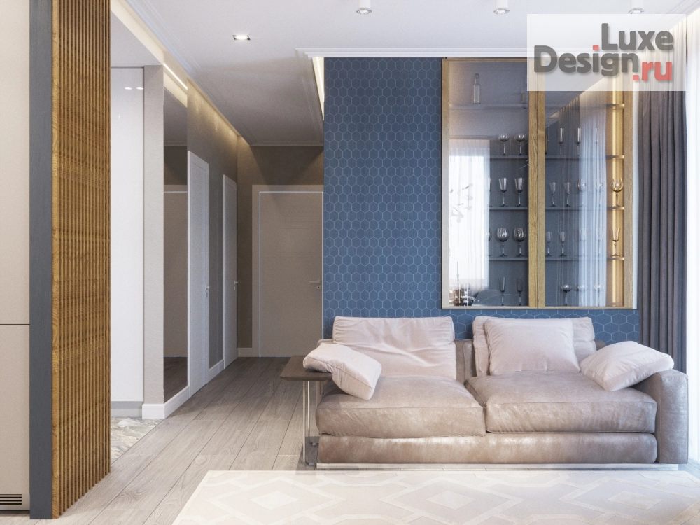 Дизайн интерьера трехкомнатной квартиры "Кухня-гостиная" (фото 3)