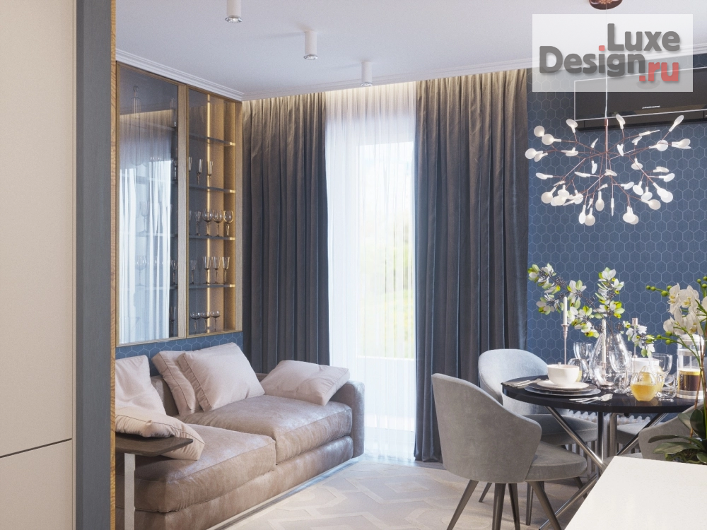 Дизайн интерьера трехкомнатной квартиры "Кухня-гостиная" (фото 5)