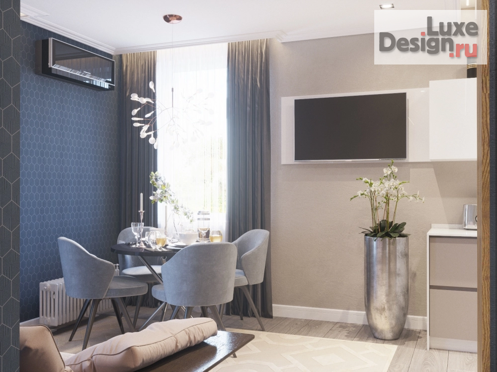Дизайн интерьера трехкомнатной квартиры "Кухня-гостиная" (фото 6)