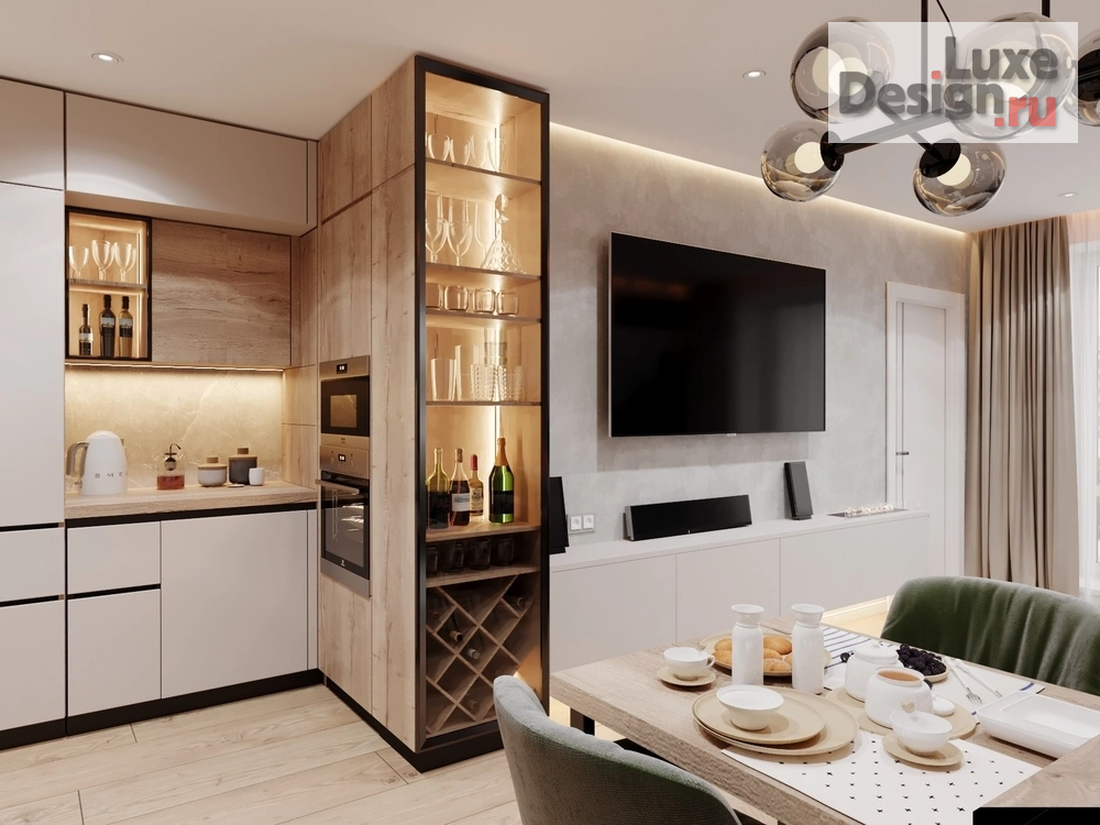 Дизайн интерьера кухни "Кухня гостиная в современном стиле" (фото 6)