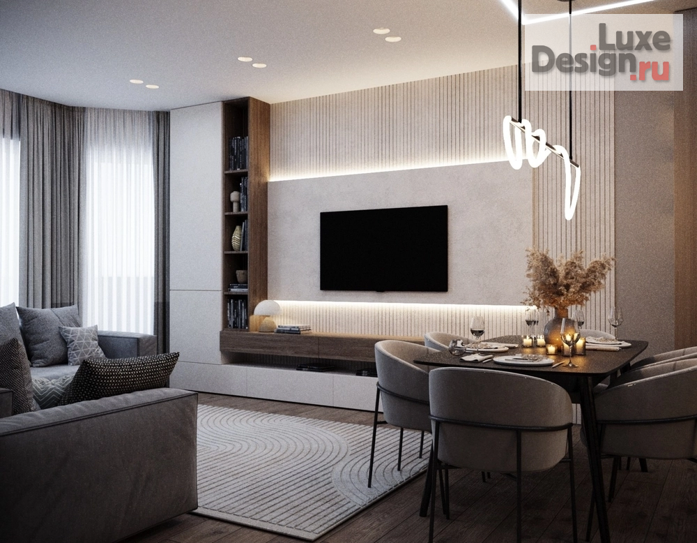 Дизайн интерьера кухни "Кухня гостиная в современном стиле" (фото 2)