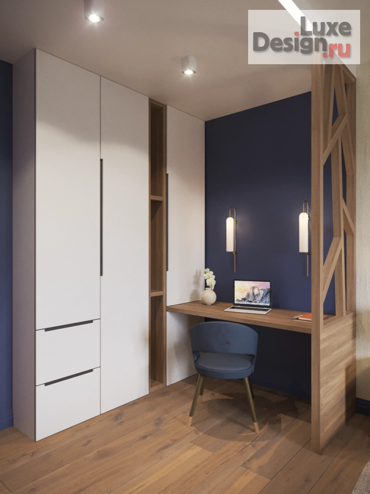 Дизайн интерьера четырехкомнатной квартиры "Яркая спальня-кабинет" (фото 4)