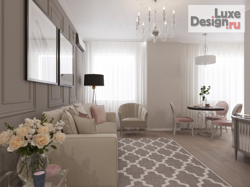 Дизайн интерьера трехкомнатной квартиры "Кухня-гостиная Новосибирск" (фото 2)