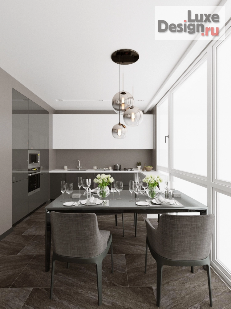 Дизайн интерьера трехкомнатной квартиры "Кухня-гостиная Новосибирск" (фото 1)