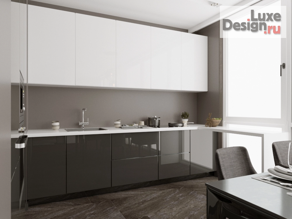 Дизайн интерьера гостиной "Кухня-гостиная на 23 этаже г.Новосибирск" (фото 3)