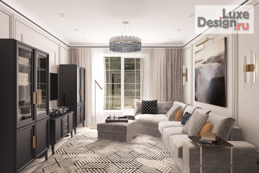 Дизайн интерьера гостиной "Гостиная в частном доме. Неоклассика." (фото 1)