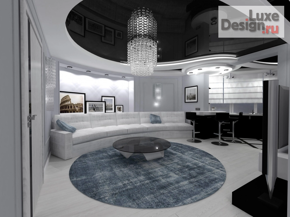 Дизайн интерьера трехкомнатной квартиры "Гостиная в квартире (ЖК АКВАМАРИН)" (фото 1)