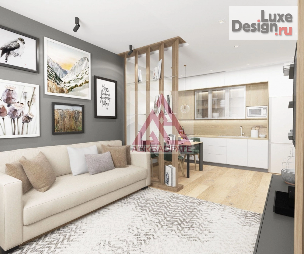 Дизайн интерьера гостиной "Гостиная-студия Барнаул" (фото 1)