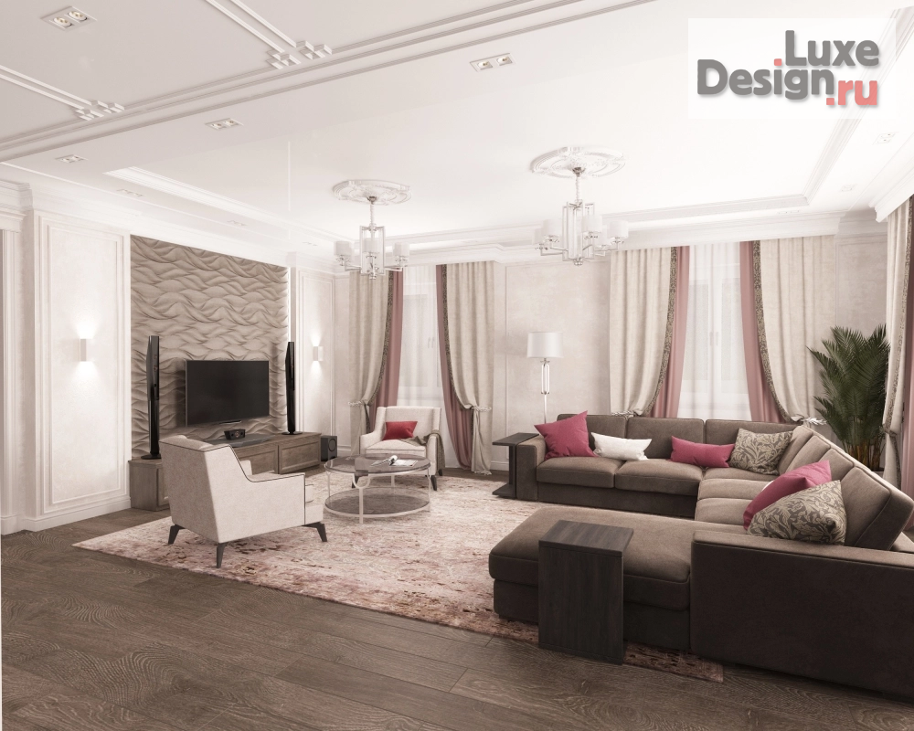 Дизайн интерьера коттеджа "Гостиная-кухня в коттедже" (фото 3)