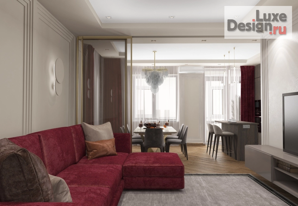Дизайн интерьера трехкомнатной квартиры "Гостиная в ЖК Собрание" (фото 1)