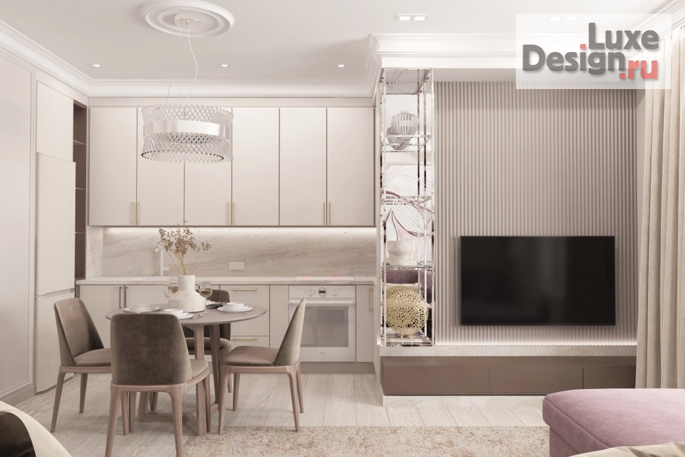 Дизайн интерьера четырехкомнатной квартиры "Дизайн интерьера гостиной-студии в квартире в ЖК Столичный" (фото 2)