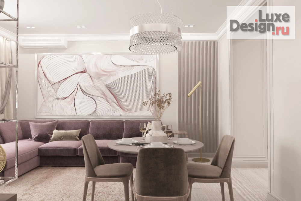 Дизайн интерьера четырехкомнатной квартиры "Дизайн интерьера гостиной-студии в квартире в ЖК Столичный" (фото 3)