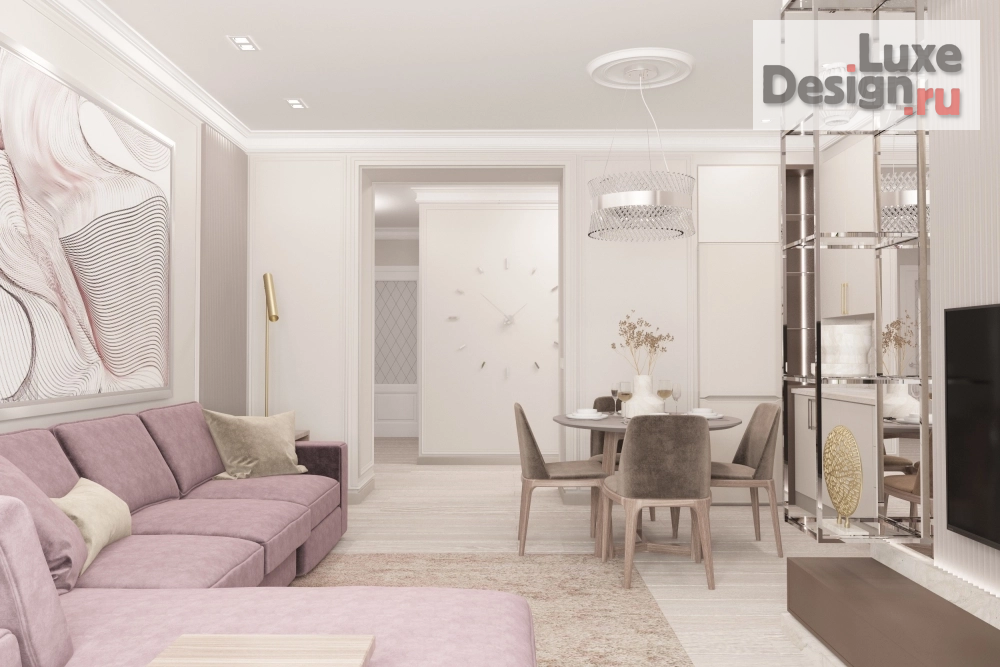 Дизайн интерьера четырехкомнатной квартиры "Дизайн интерьера гостиной-студии в квартире в ЖК Столичный" (фото 4)