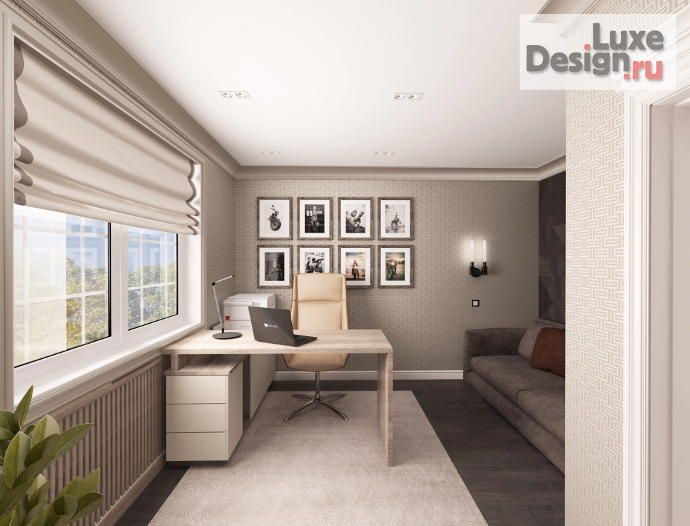 Дизайн интерьера коттеджа "Кабинет в коттедже" (фото 2)