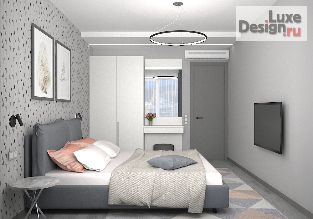 Дизайн интерьера трехкомнатной квартиры "Спальня в квартире на Приречной" (фото 2)