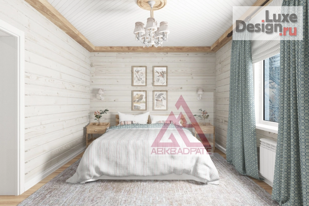 Дизайн интерьера спальни "Спальня в доме из бруса (Лесной)" (фото 1)