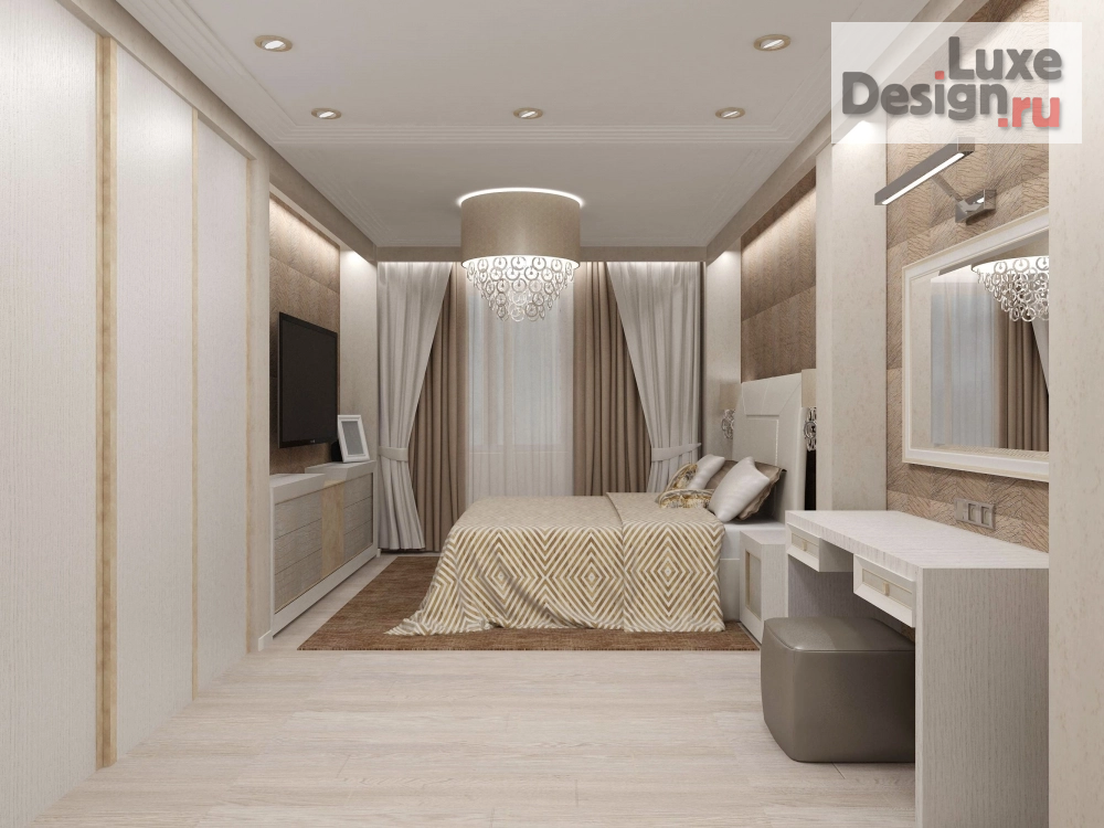 Дизайн интерьера трехкомнатной квартиры "Классическая спальня в трехкомнатной квартире" (фото 1)