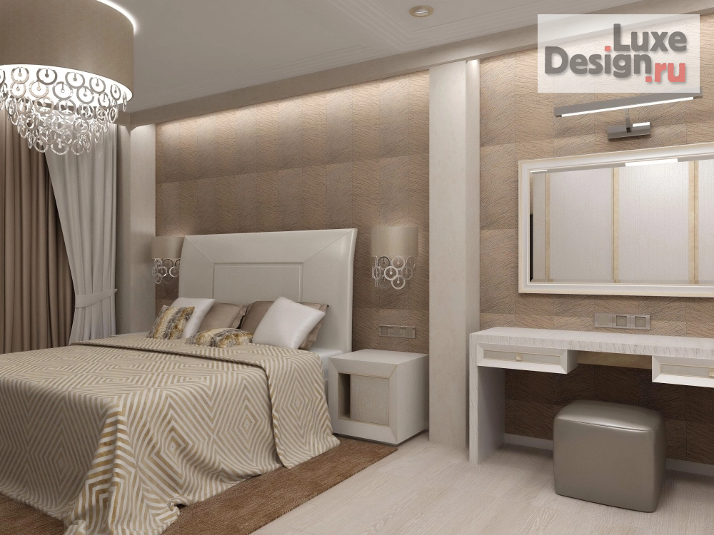 Дизайн интерьера трехкомнатной квартиры "Классическая спальня в трехкомнатной квартире" (фото 4)