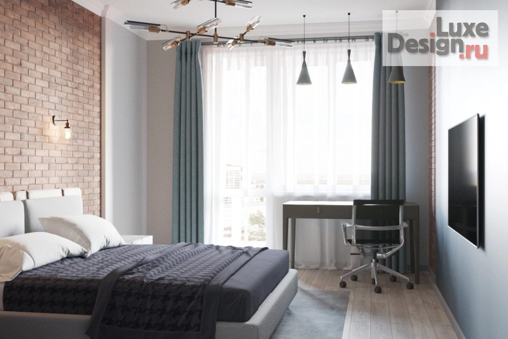Дизайн интерьера спальни "Спальня лофт" (фото 3)