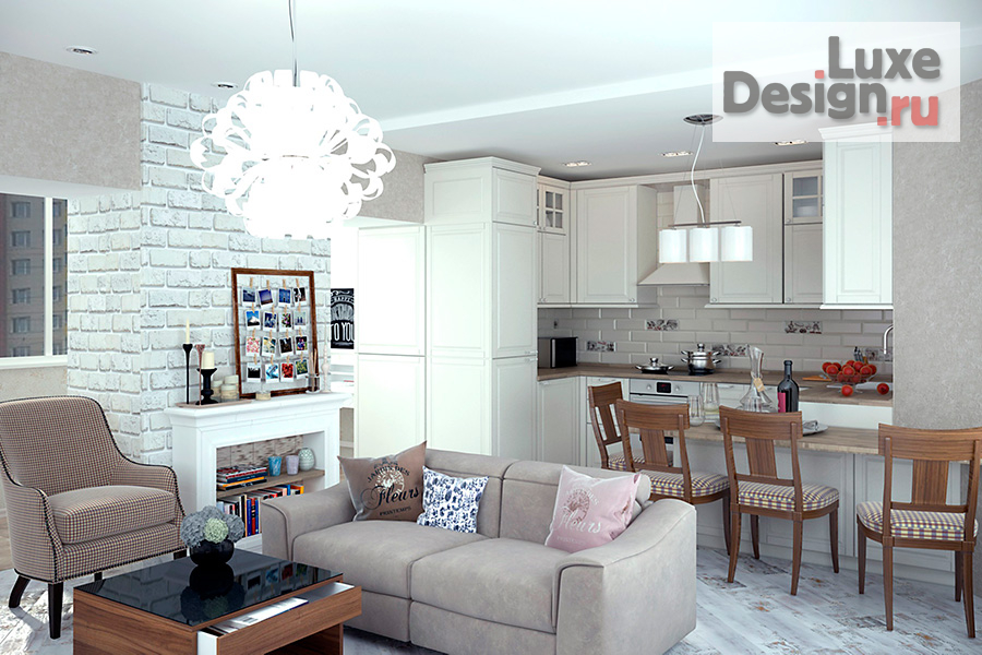 Дизайн интерьера двухкомнатной квартиры "Квартира для топ модели в стиле Фьюжн г. Барнаул" (фото 3)