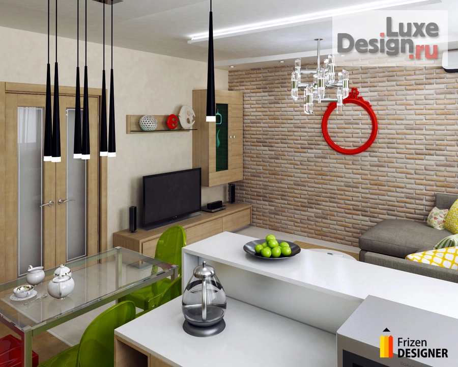 Дизайн интерьера гостиной "Кухня- гостиная для молодой пары, г. Барнаул" (фото 2)