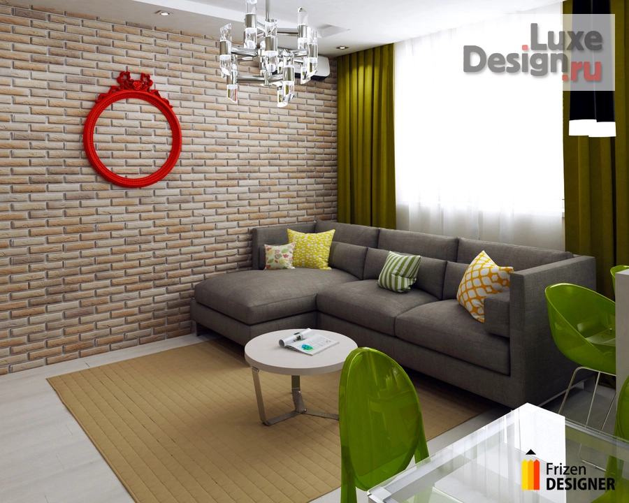 Дизайн интерьера гостиной "Кухня- гостиная для молодой пары, г. Барнаул" (фото 1)