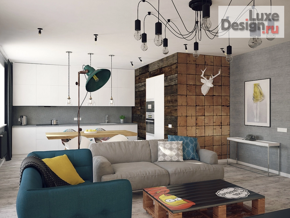 Дизайн интерьера гостиной "В СТИЛЕ LOFT" (фото 1)