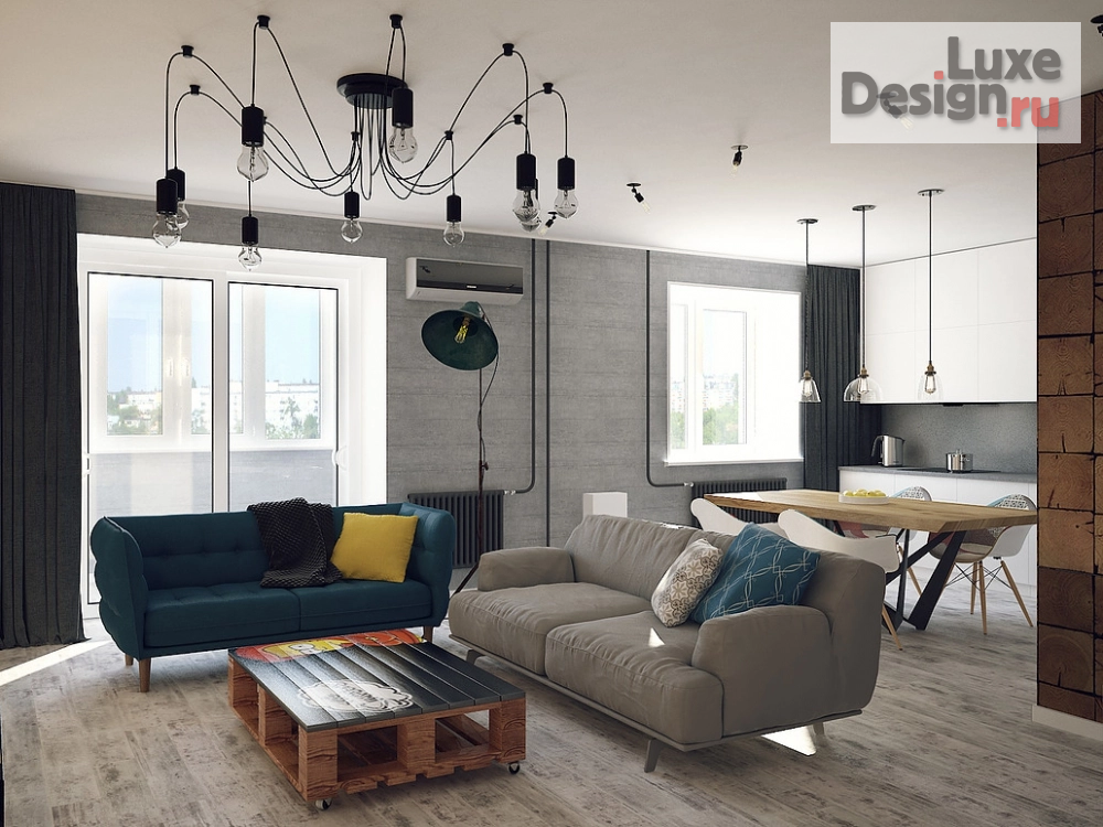 Дизайн интерьера гостиной "В СТИЛЕ LOFT" (фото 3)