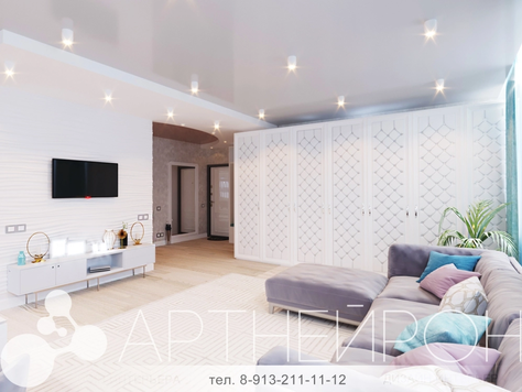 Дизайн интерьера квартир в Барнауле "Интерьер гостиной совмещенной с кухней"