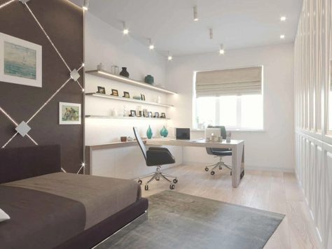 Дизайн интерьера квартир в Барнауле "Дизайн спальни с рабочей зоной "