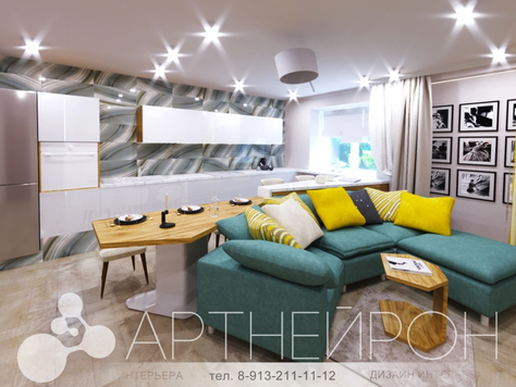 Дизайн интерьера квартир в Барнауле "Интерьер гостиная+кухня"